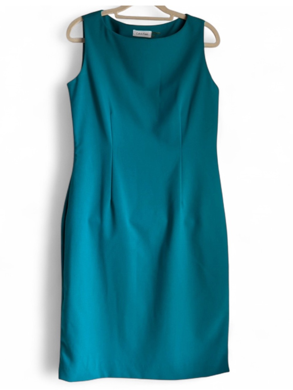 Calvin Klein Teal Sleeveless Sheath Midi Dress